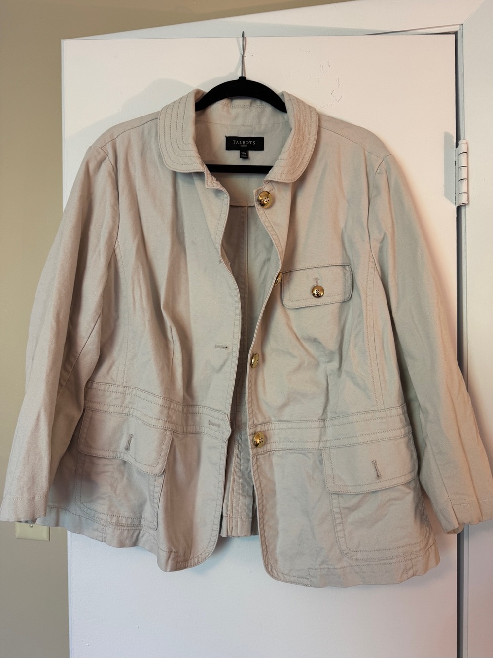 Talbots Light Beige Chore Jacket with Gold Buttons